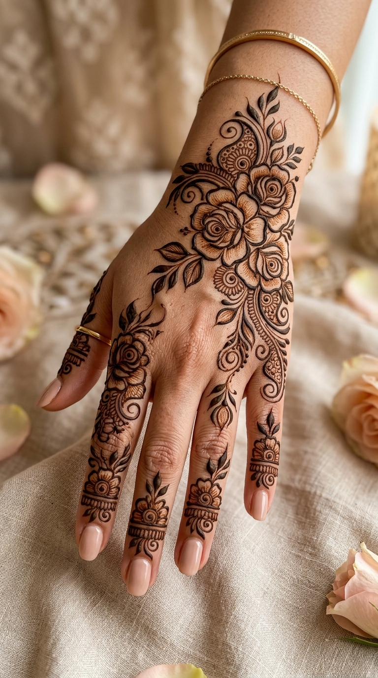 Back Hand Floral Mehndi